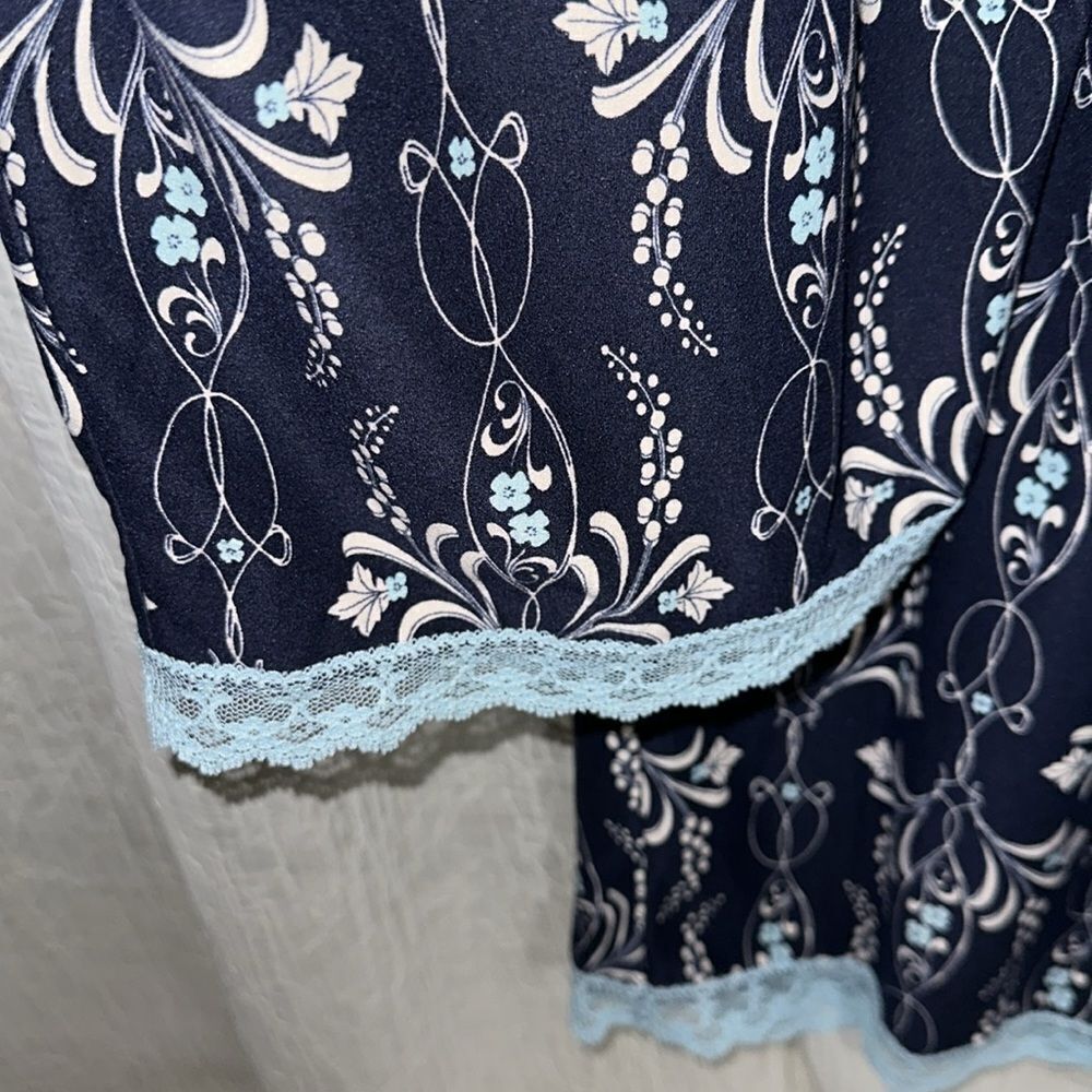 delicates 2-3X Navy White Light Blue Floral Jersey Light Weight Crop PJ Bottom - Picture 4 of 7
